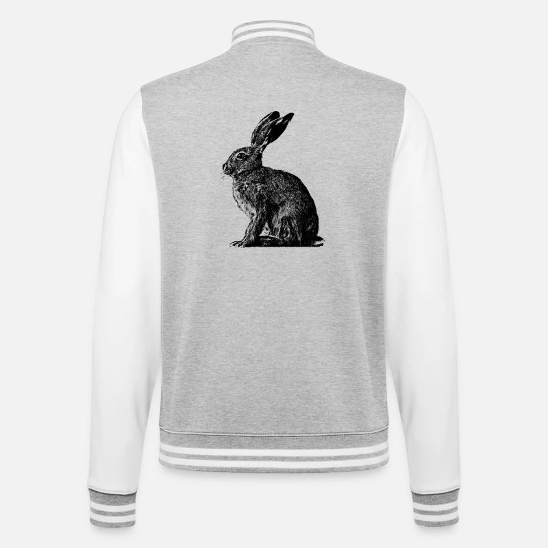 Rabbit / brown hare / Easter bunny ? - College Sweat Jacket - heather grey/white