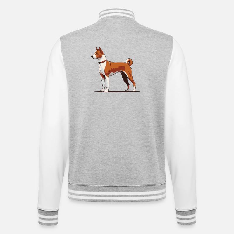 Basenji - Veste Teddy - gris chiné / blanc