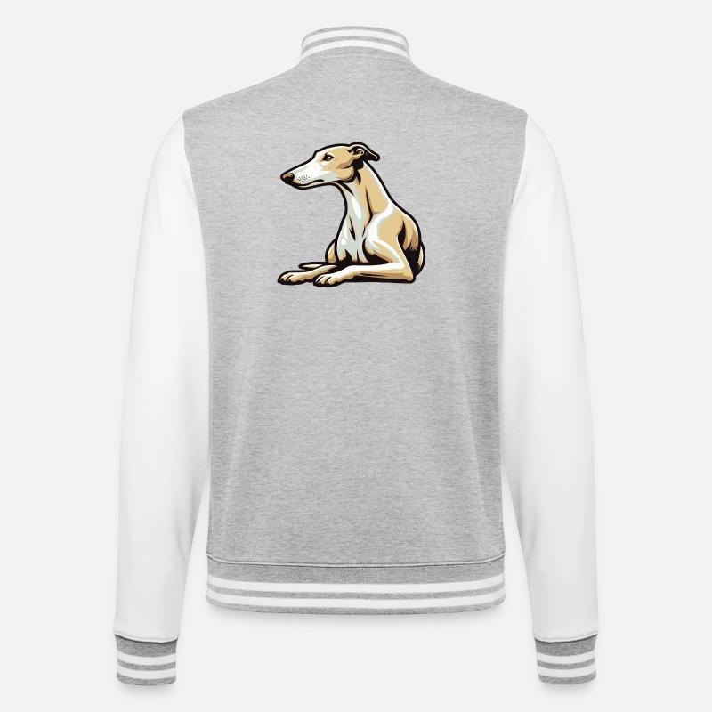 Windhund - College-Sweatjacke - Grau meliert/Weiß