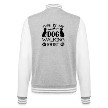 This is My Dog Walking Shirt - College Sweat Jacket - heather grey/white - Back - Marisol (170cm)