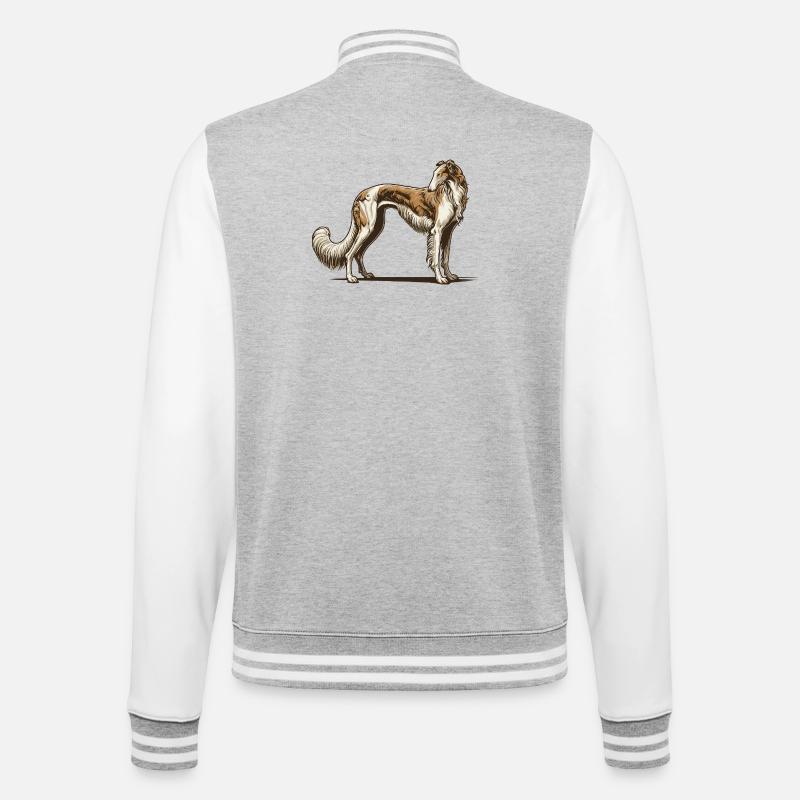 Barzoï - Veste Teddy - gris chiné / blanc