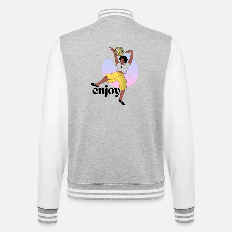 Disco Dance Celebration Design - College Sweat Jacket - heather grey/white