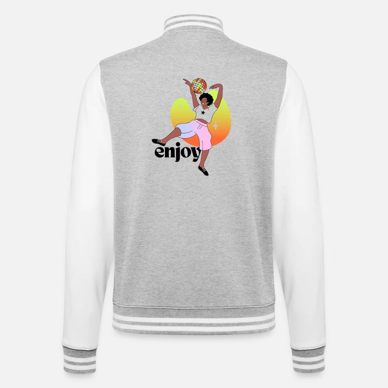 Joyful Disco Dancing Illustration - College Sweat Jacket - heather grey/white