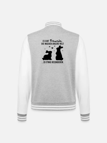 Freunde Hasen Leben - College-Sweatjacke - Grau meliert/Weiß