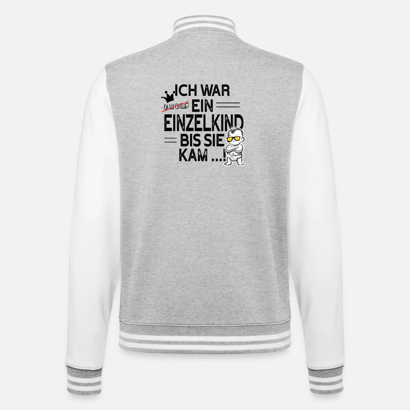 Einzelkind war gestern – Schwester kam! - College-Sweatjacke - Grau meliert/Weiß