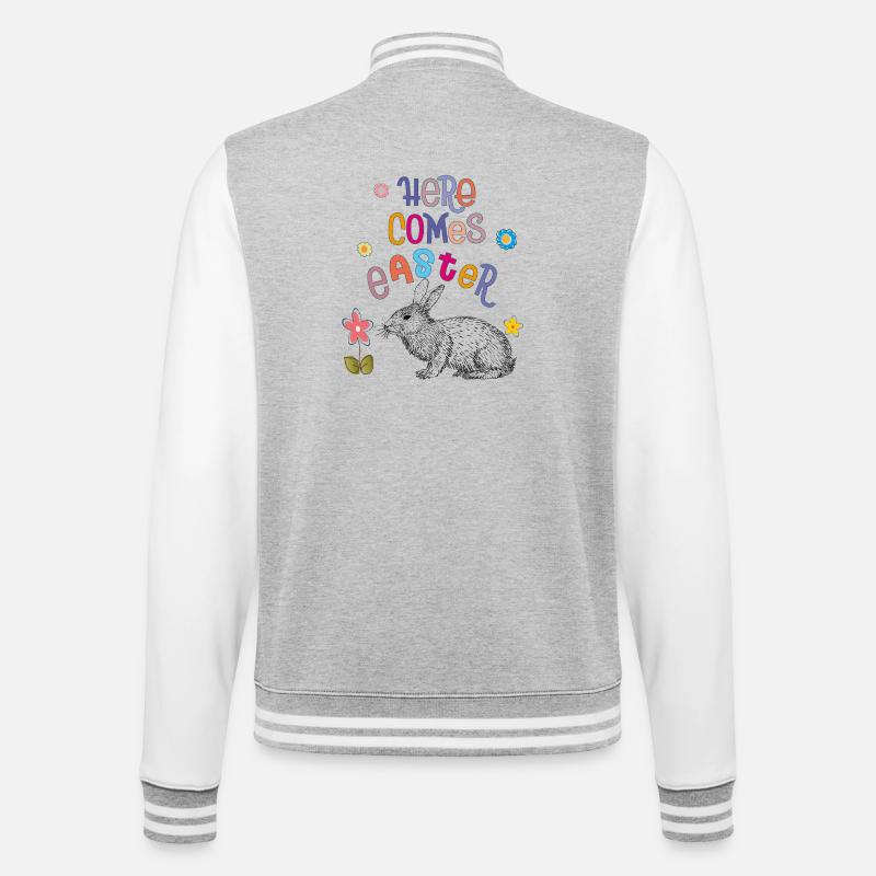Happy Easter Osterhase - College-Sweatjacke - Grau meliert/Weiß