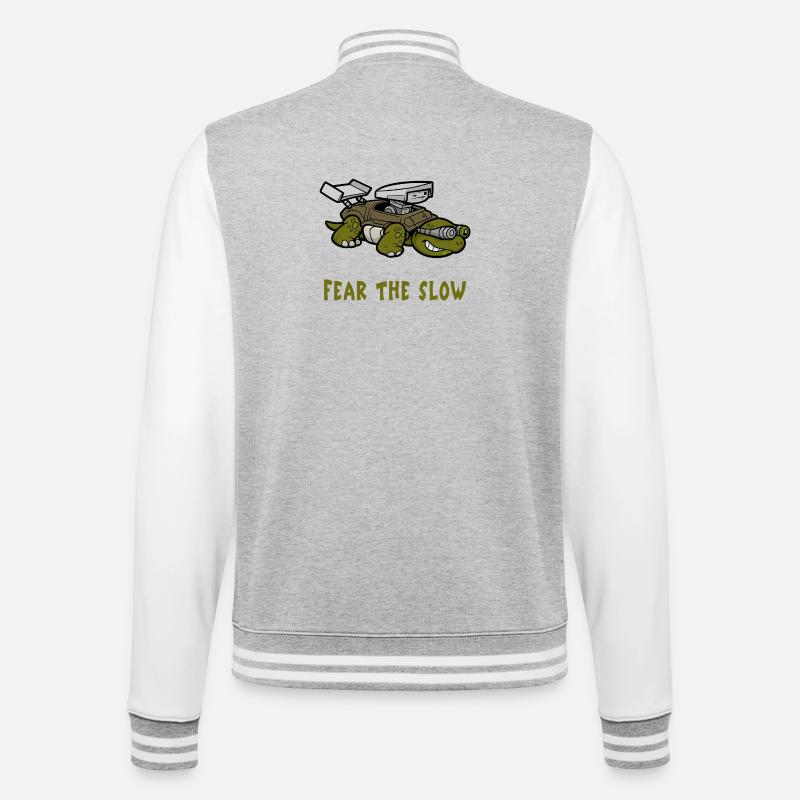 Angst vor der Langsamkeit Schildkröte - College-Sweatjacke - Grau meliert/Weiß