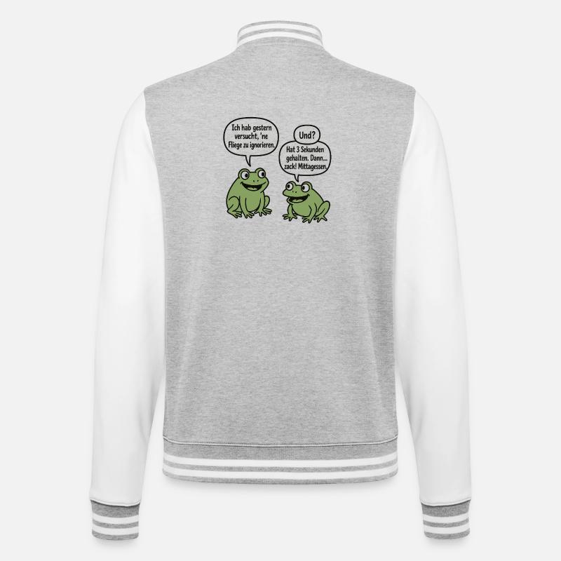Froschhumor: Fliege ignorieren Witz - College-Sweatjacke - Grau meliert/Weiß