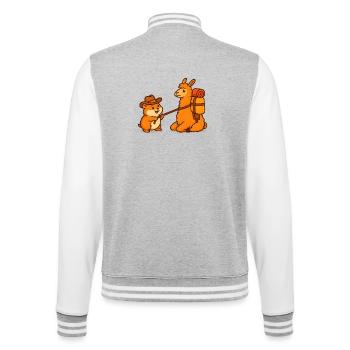 Lama assis têtu - Veste Teddy - gris chiné / blanc - Dos - Marisol (170cm)