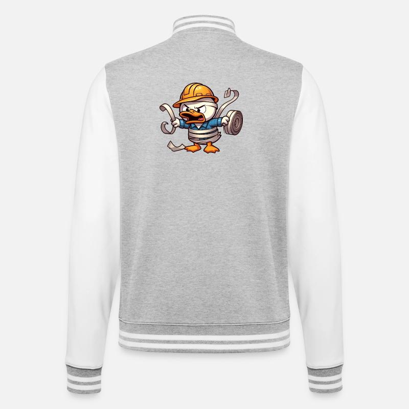 Ducks Construction Worker: Humor in Construction Site Style - College Sweat Jacket - heather grey/white