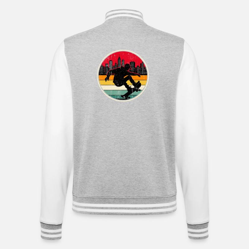 Urban Sunset Skate Silhouette - College Sweat Jacket - heather grey/white
