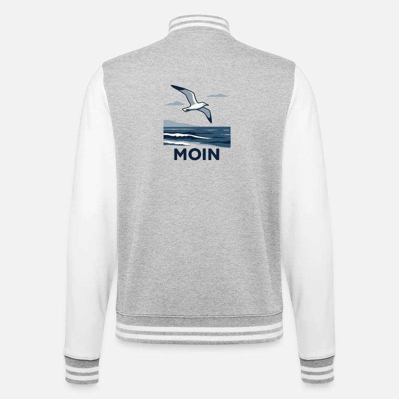 Moin Möwe - College-Sweatjacke - Grau meliert/Weiß