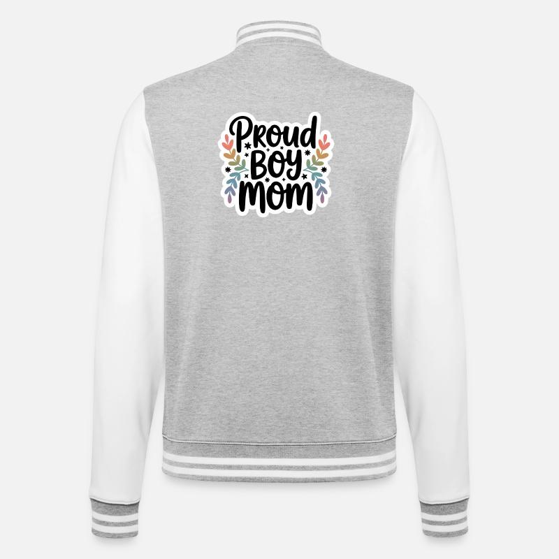 Stolze Mama - College-Sweatjacke - Grau meliert/Weiß