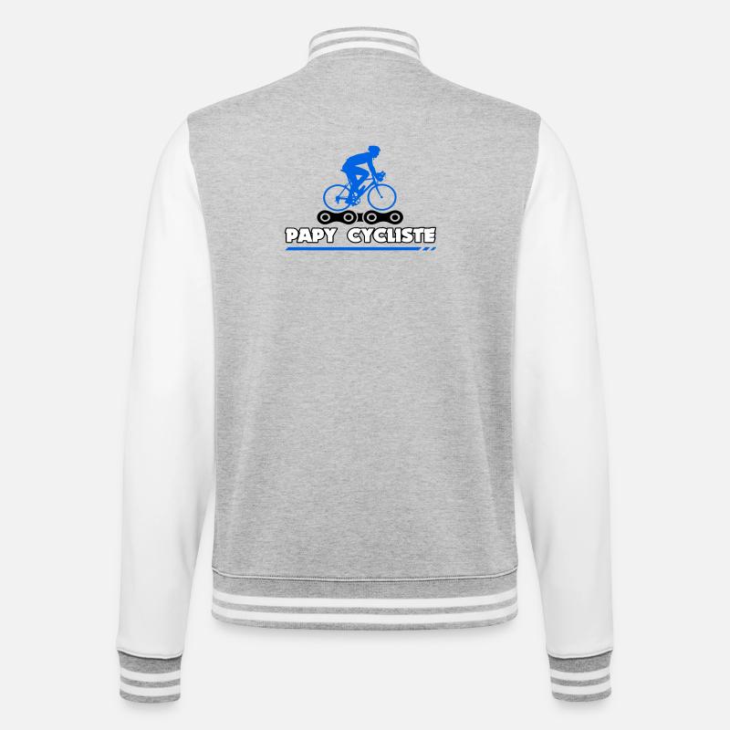 Opa Radfahrer - College-Sweatjacke - Grau meliert/Weiß