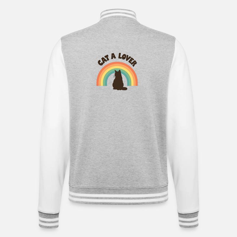 Chat amour arc-en-ciel - Veste Teddy - gris chiné / blanc