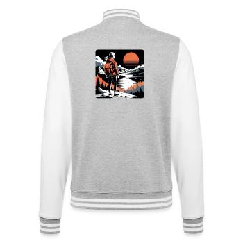 Hiker girl scenic sunset adventure - College Sweat Jacket - heather grey/white - Back - Marisol (170cm)