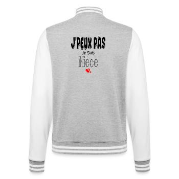 J'Peux Pas Je suis Nièce - Veste Teddy - gris chiné / blanc - Dos - Marisol (170cm)