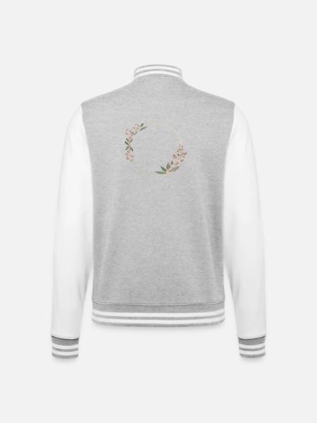 Delicate flower frame in pink and green - College Sweat Jacket - heather grey/white