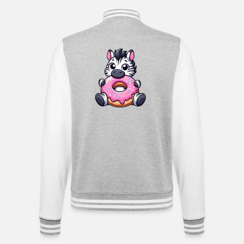 Süßes Zebra Donut Dessert Nascherei Lecker - College-Sweatjacke - Grau meliert/Weiß