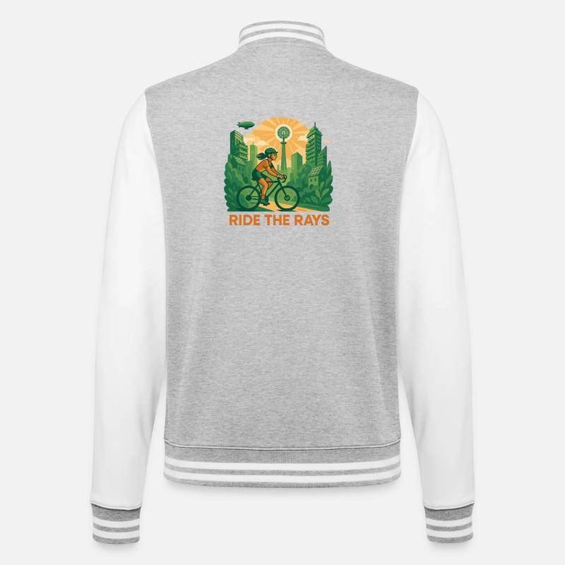 Ride the Rays - College-Sweatjacke - Grau meliert/Weiß