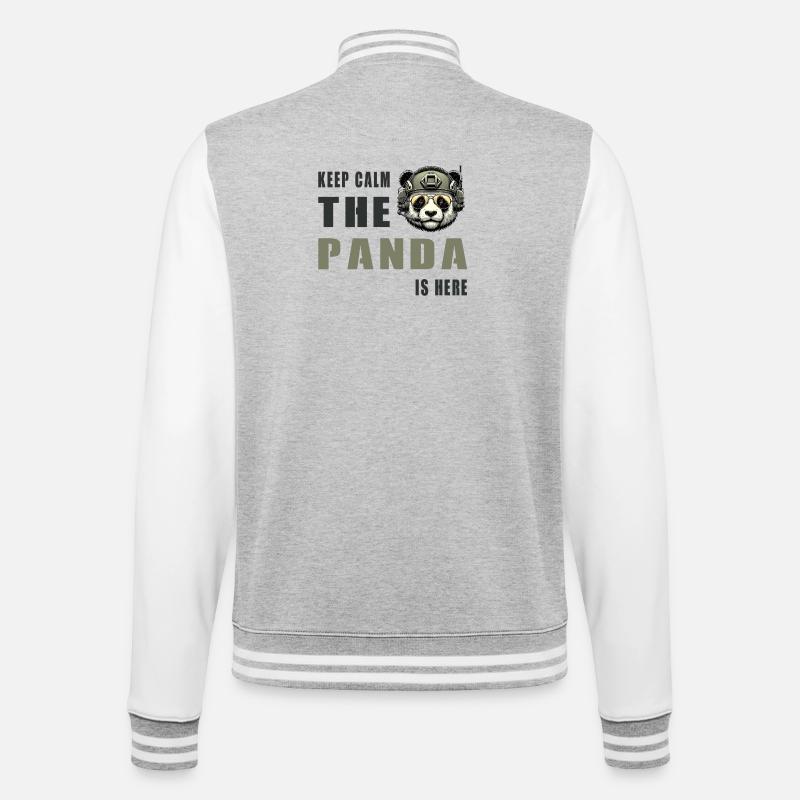 Panda tactique – Restez calme - Veste Teddy - gris chiné / blanc