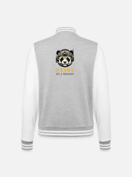 Panda in Mission / Military - College Sweat Jacket - heather grey/white