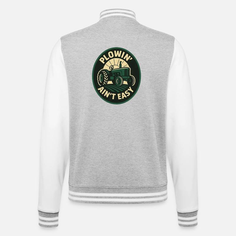 Plowin Aint Easy - College-Sweatjacke - Grau meliert/Weiß