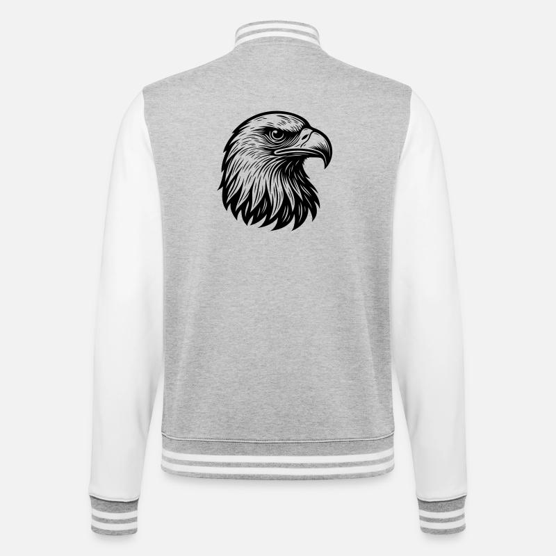 Majestic Eagle Head - College Sweat Jacket - heather grey/white
