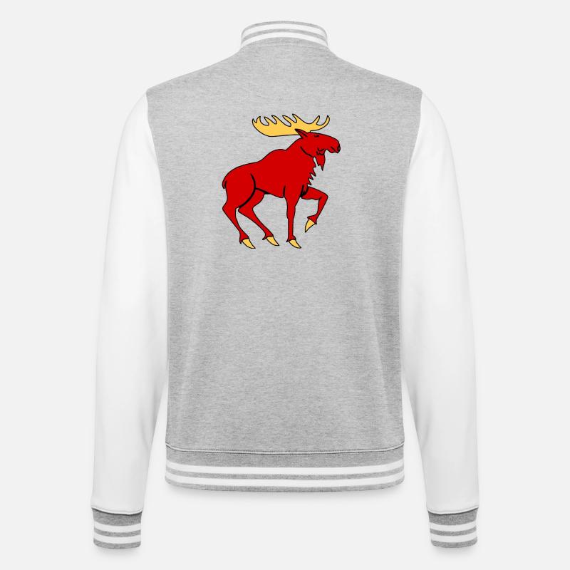 Elch mit Geweih – Mächtiges Natursymbol - College-Sweatjacke - Grau meliert/Weiß