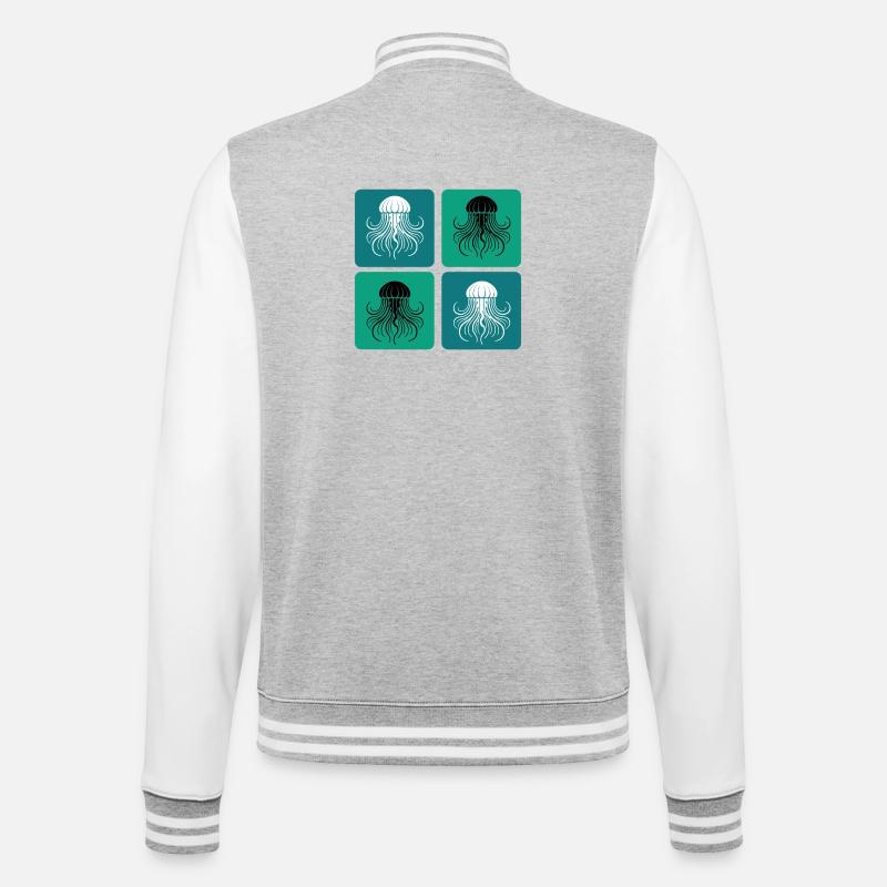 Méduse – Art minimal de l’océan - Veste Teddy - gris chiné / blanc