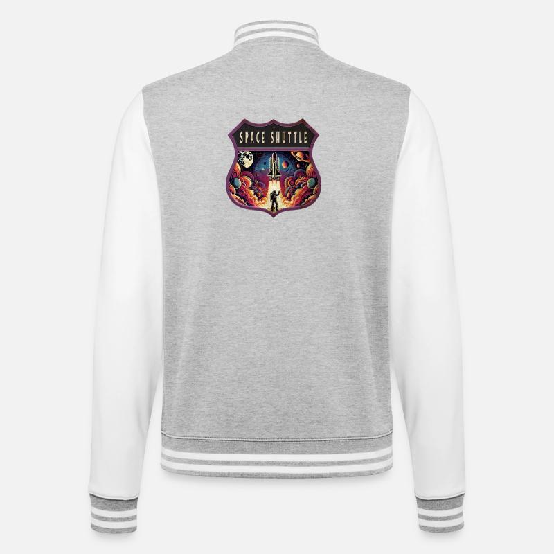 Buntes Atronauten Wappen Design - College-Sweatjacke - Grau meliert/Weiß