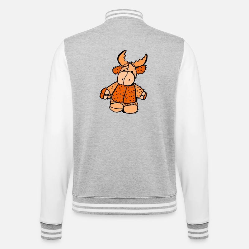 Elchi Knopf - College-Sweatjacke - Grau meliert/Weiß