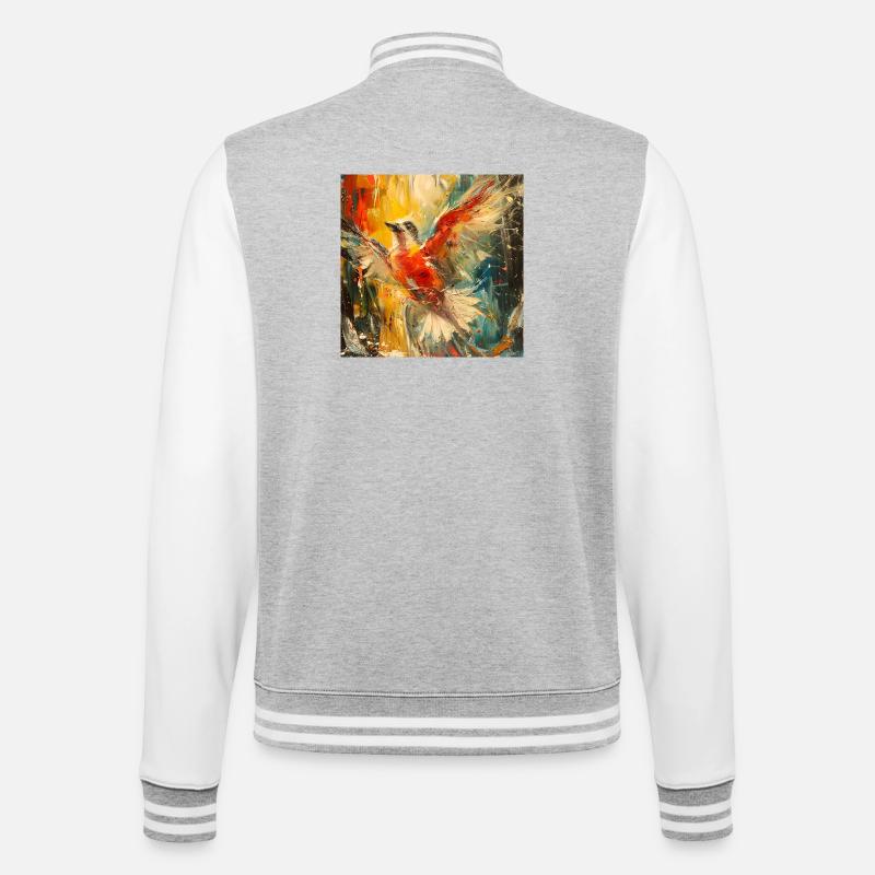 Feuervogel - College-Sweatjacke - Grau meliert/Weiß