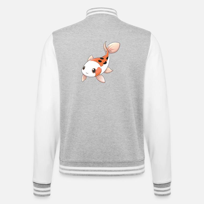 Süßer Showa-Koi-Karpfen - College-Sweatjacke - Grau meliert/Weiß