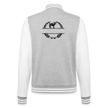 Dairy cow in laurel wreath with space for your own text - College Sweat Jacket - heather grey/white - Back - Marisol (170cm)