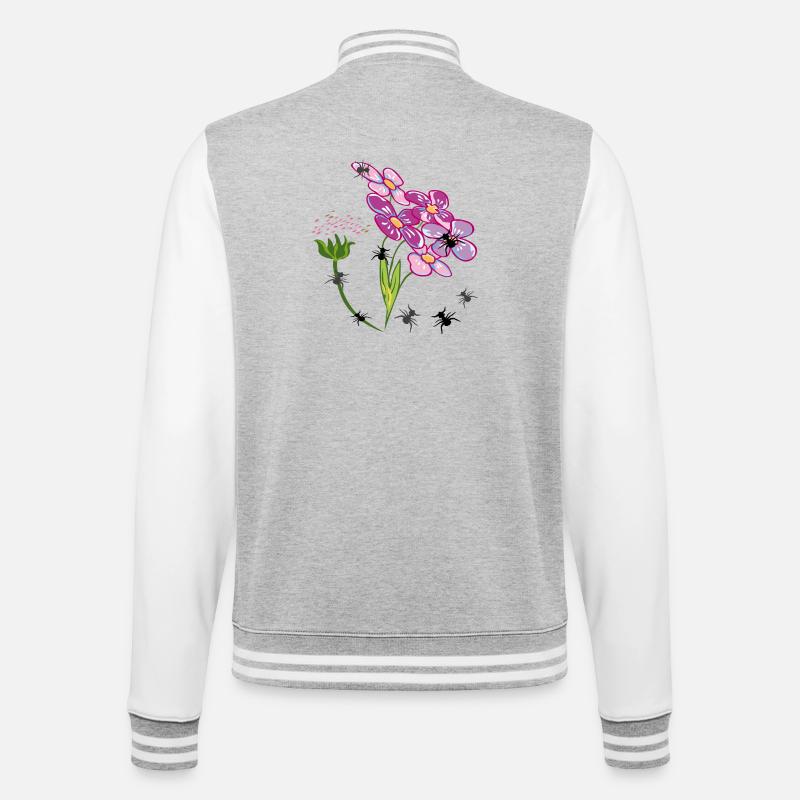 Fleurs avec des fourmis insectes - Veste Teddy - gris chiné / blanc