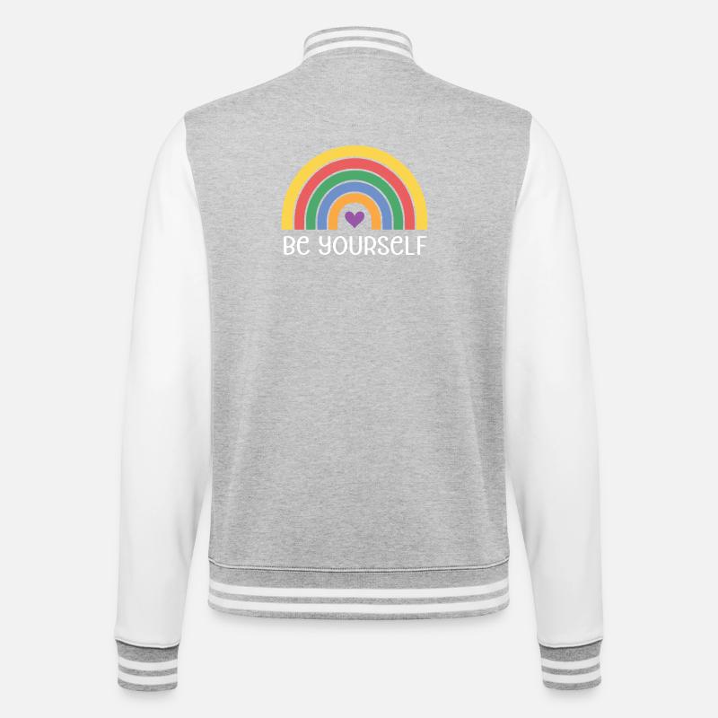 LGBTQ Pride Month - Be Yourself - College Sweat Jacket - heather grey/white