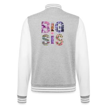 BIG SIS II- Soeur - Grande Soeur - Look Partenaire - Veste Teddy - gris chiné / blanc - Dos - Marisol (170cm)