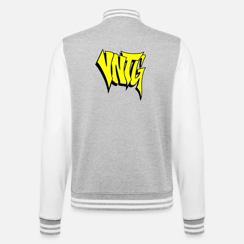 VNTG - College-Sweatjacke - Grau meliert/Weiß