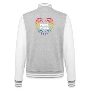 Mois de la fierté LGBT - Pride Inside - Veste Teddy - gris chiné / blanc - Dos - Marisol (170cm)