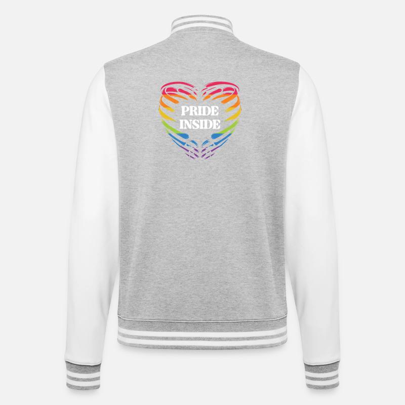 LGBT Pride Monat - Pride Inside - College-Sweatjacke - Grau meliert/Weiß