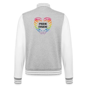 Mois de la fierté LGBT - Pride Inside - Veste Teddy - gris chiné / blanc - Dos - Marisol (170cm)