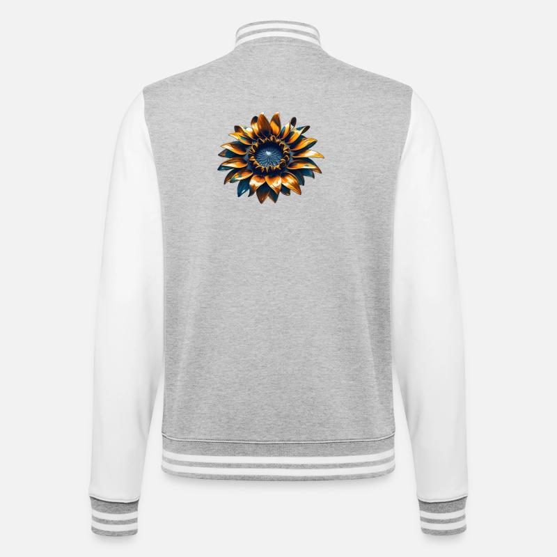 Sonnenblume mit Eisen - College-Sweatjacke - Grau meliert/Weiß