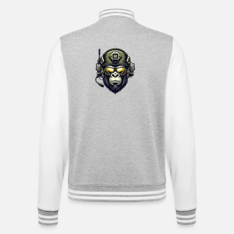 Gorilla Militär Design - College-Sweatjacke - Grau meliert/Weiß