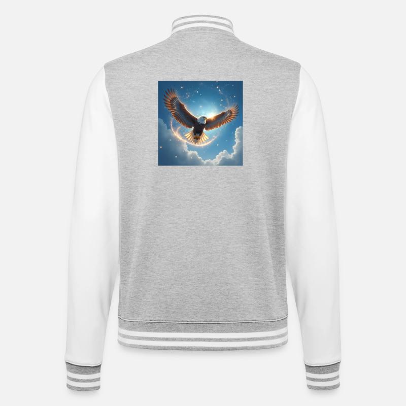 Power Animal Eagle in the Sky - College Sweat Jacket - heather grey/white