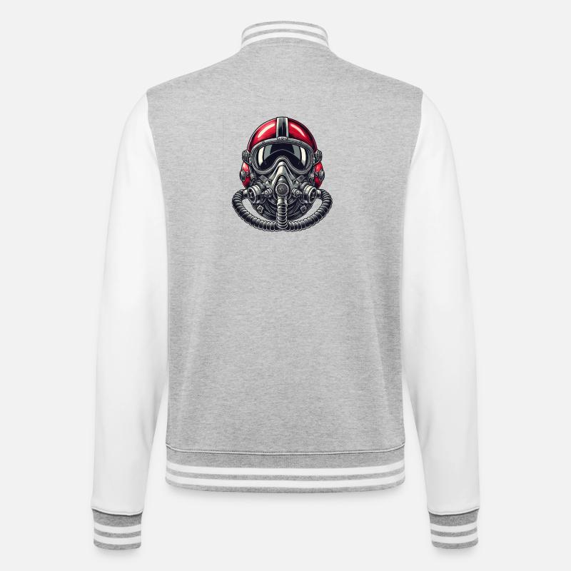 Piloten Helm Design - College-Sweatjacke - Grau meliert/Weiß