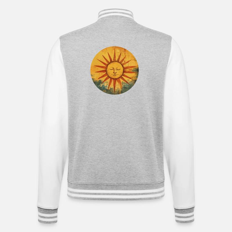 Sonne - College-Sweatjacke - Grau meliert/Weiß