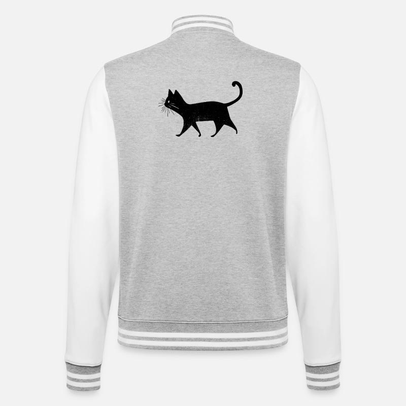 Chat noir élégant - Veste Teddy - gris chiné / blanc