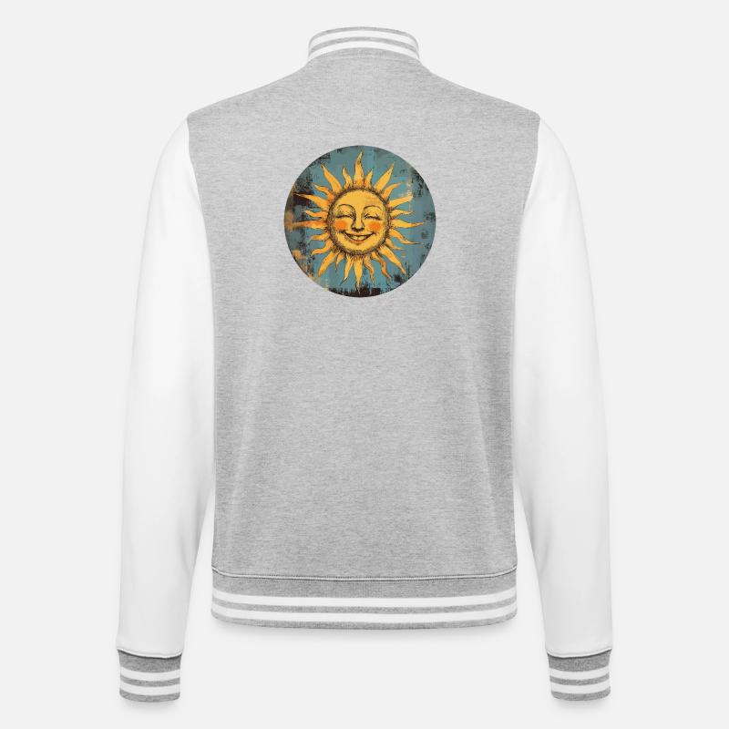Sonne - College-Sweatjacke - Grau meliert/Weiß
