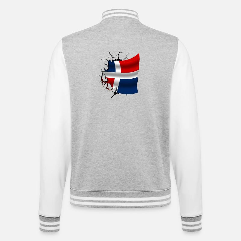 Drapeau de la République dominicaine - Veste Teddy - gris chiné / blanc